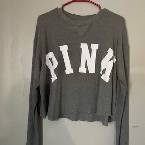 Pink grey long sleeve crop